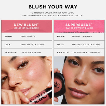 Saie Cheek Flush Duo - Dew Liquid Blush (.40 oz, Flirty), SuperSuede Baked Powder Blush (.01 oz, Amore) - Layerable, Skin-Nourishing Blushes for a Seamless Radiant Finish SaieBuy Supplements Australia