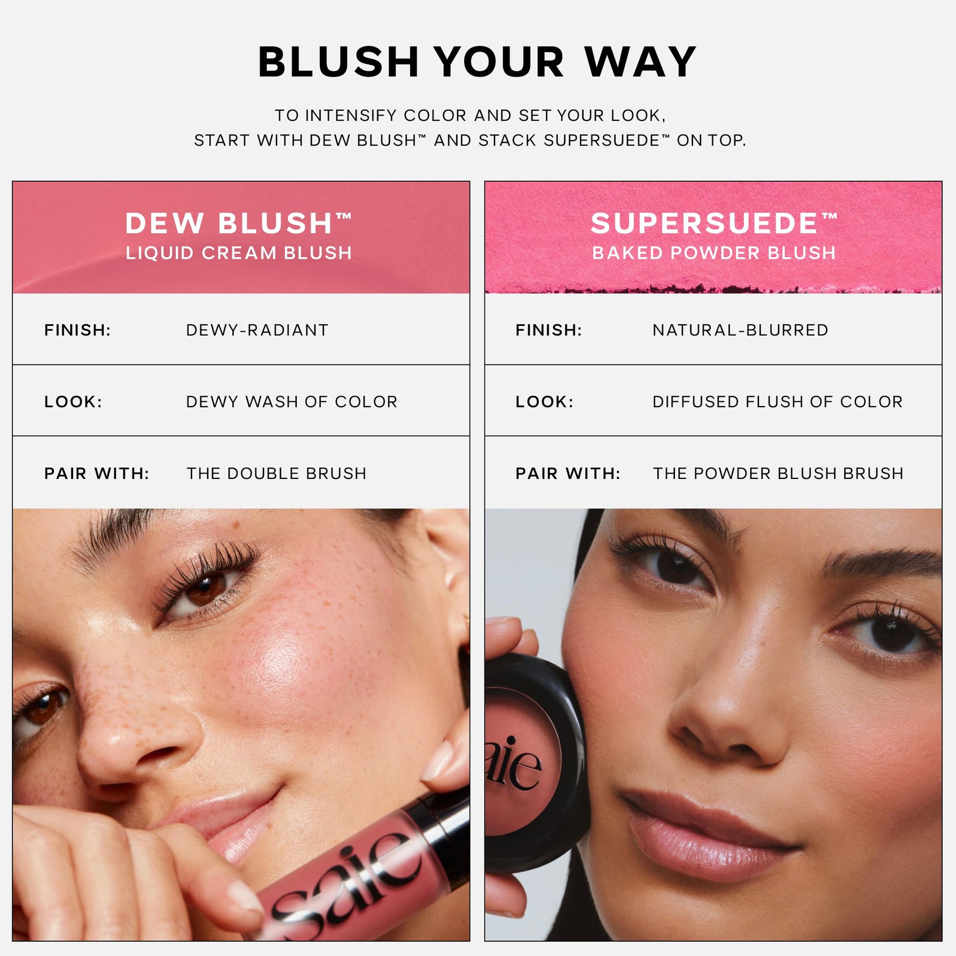 Saie Blush & Brush Duo - SuperSuede Baked Blush in Bella (.01 oz) & Powder Blush Brush - Talc-Free, Moisturizing Blush with Vegan, Fluffy Brush for Seamless Application SaieBuy Supplements Australia