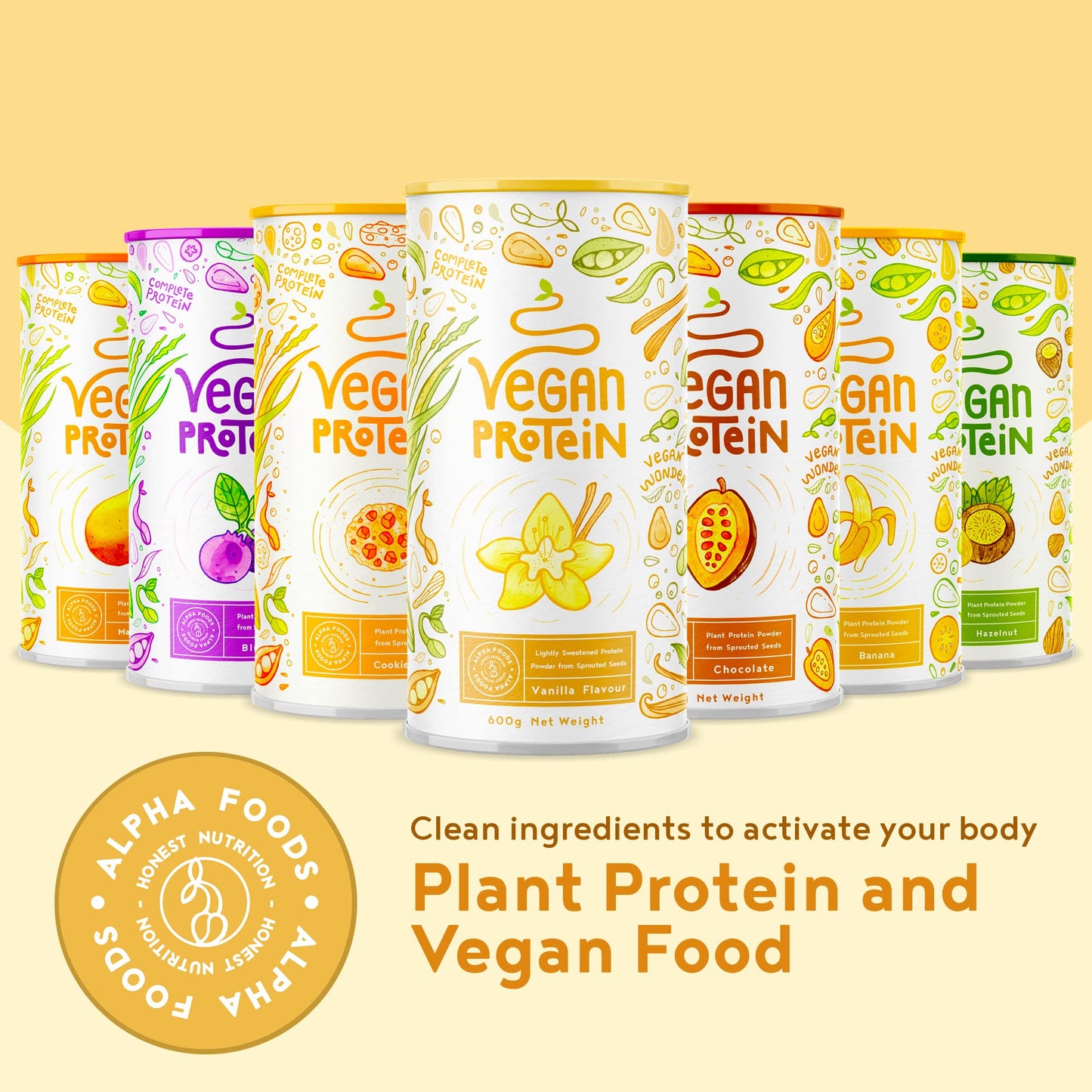 Vegan Protein Powder Vanilla - 1.2kg(80 servings) - 100% Plant Based Protein Powders Alpha FoodsBuy Supplements Australia