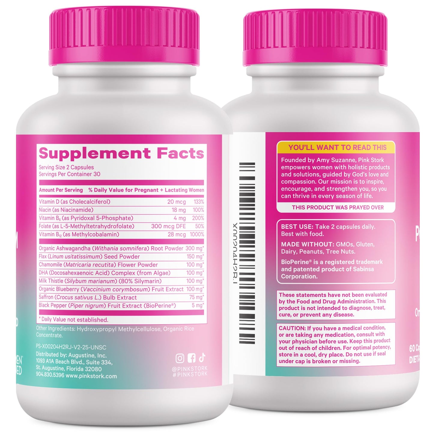 Pink Stork Postpartum Mood Support - Postnatal Hormone Balance for Women - Breastfeeding Friendly - Stress & Cognitive Support, New Mom Essentials - Ashwagandha, Chamomile, & Vitamin D, 60 Capsules Pink StorkBuy Supplements Australia