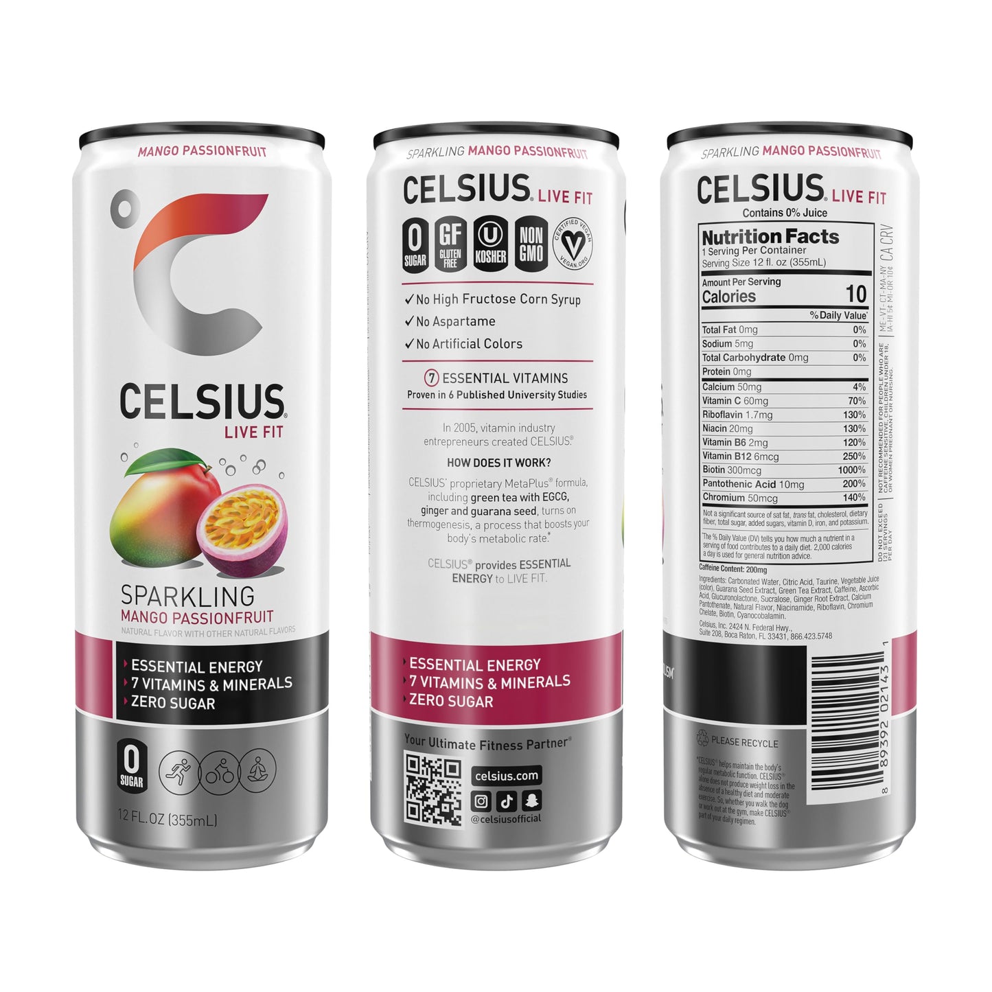 CELSIUS Sparkling Mango Passionfruit, Functional Essential Energy Drink 12 Fl Oz CELSIUSBuy Supplements Australia