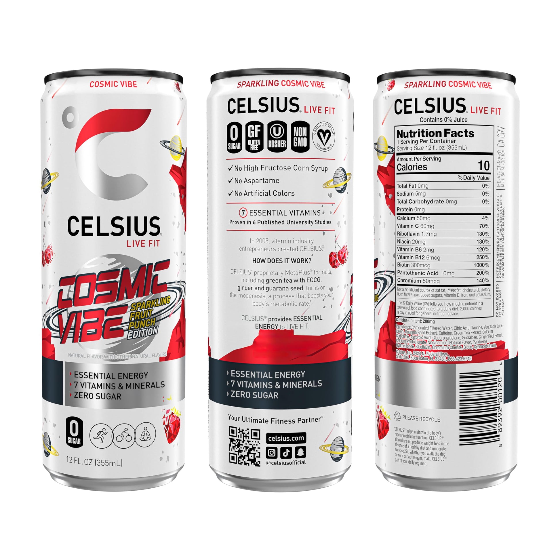 CELSIUS Sparkling Cosmic Vibe, Functional Essential Energy Drink 12 Fl Oz (Pack of 12) CELSIUSBuy Supplements Australia