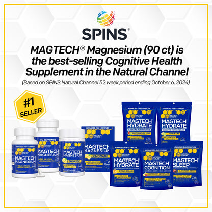 NATURAL STACKS Magtech Magnesium Hydrate + Creatine - Sugar Free Electrolyte Drink - Magtein Magnesium L-Threonate, Glycinate & Taurate - Supports Hydration & Cellular Energy - 14 Hydration Packets NATURAL STACKSBuy Supplements Australia