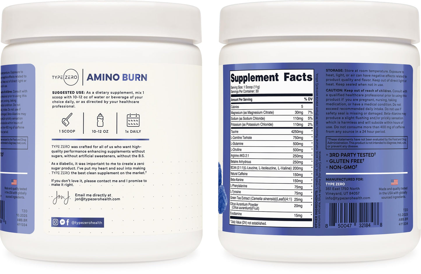 Type Zero Amino Burn - Vegan BCAA + Clean Pre Workout Powder with Arginine AKG, L-Citrulline & Beta Alanine - Amino Acid Clean Energy, Endurance & Hydration Supplement - Blue Raspberry, 30 Servings Type ZeroBuy Supplements Australia