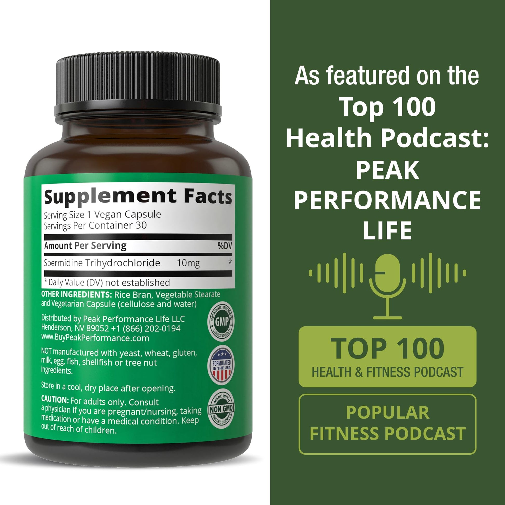 Spermidine Supplement Ultra High Strength Standardized to 99% Spermidine Trihydrochloride. More Potent Than Wheat Germ Extract. Vegan Capsules for Healthy Aging, Longevity. USA Tested Supplements Peak PerformanceBuy Supplements Australia