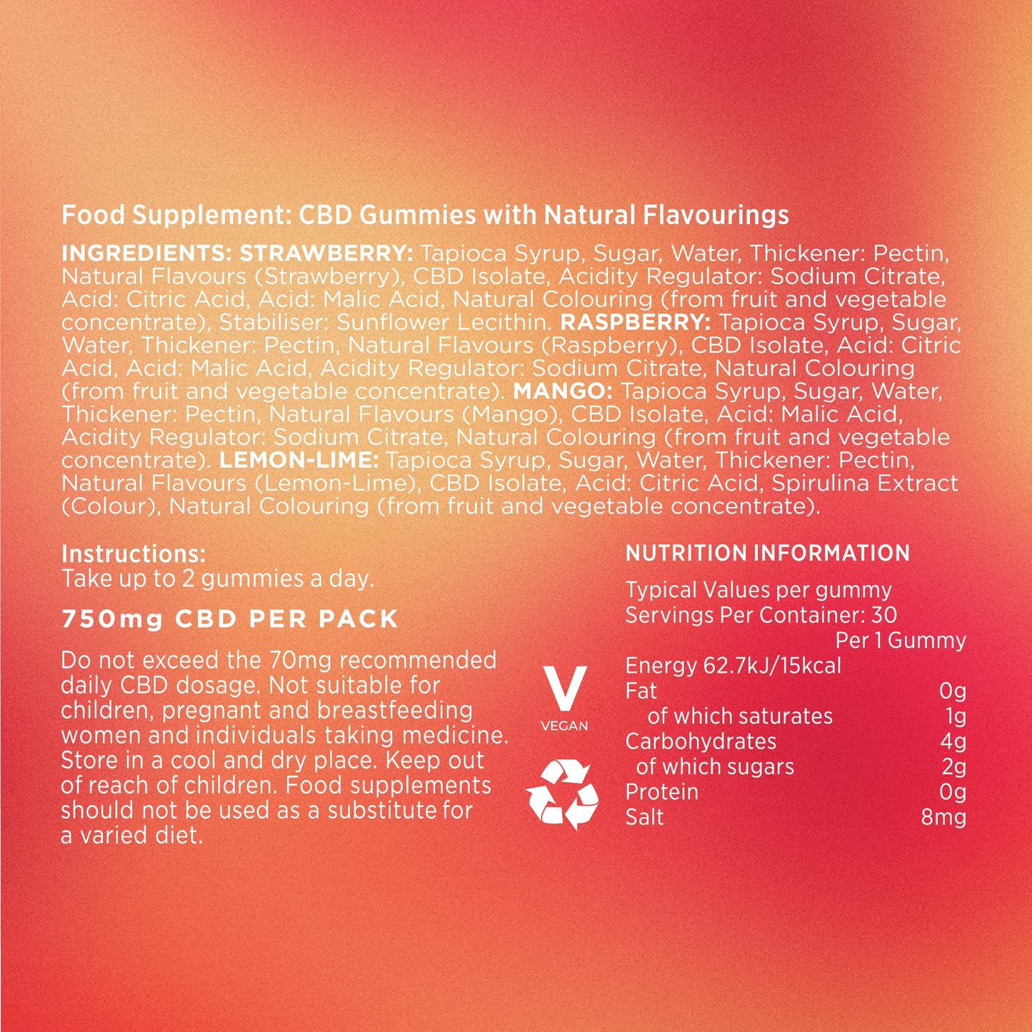 Goodrays - CBD Gummies - High Strength 30 x 25mg Mixed Fruits CBD Edibles GoodraysBuy Supplements Australia