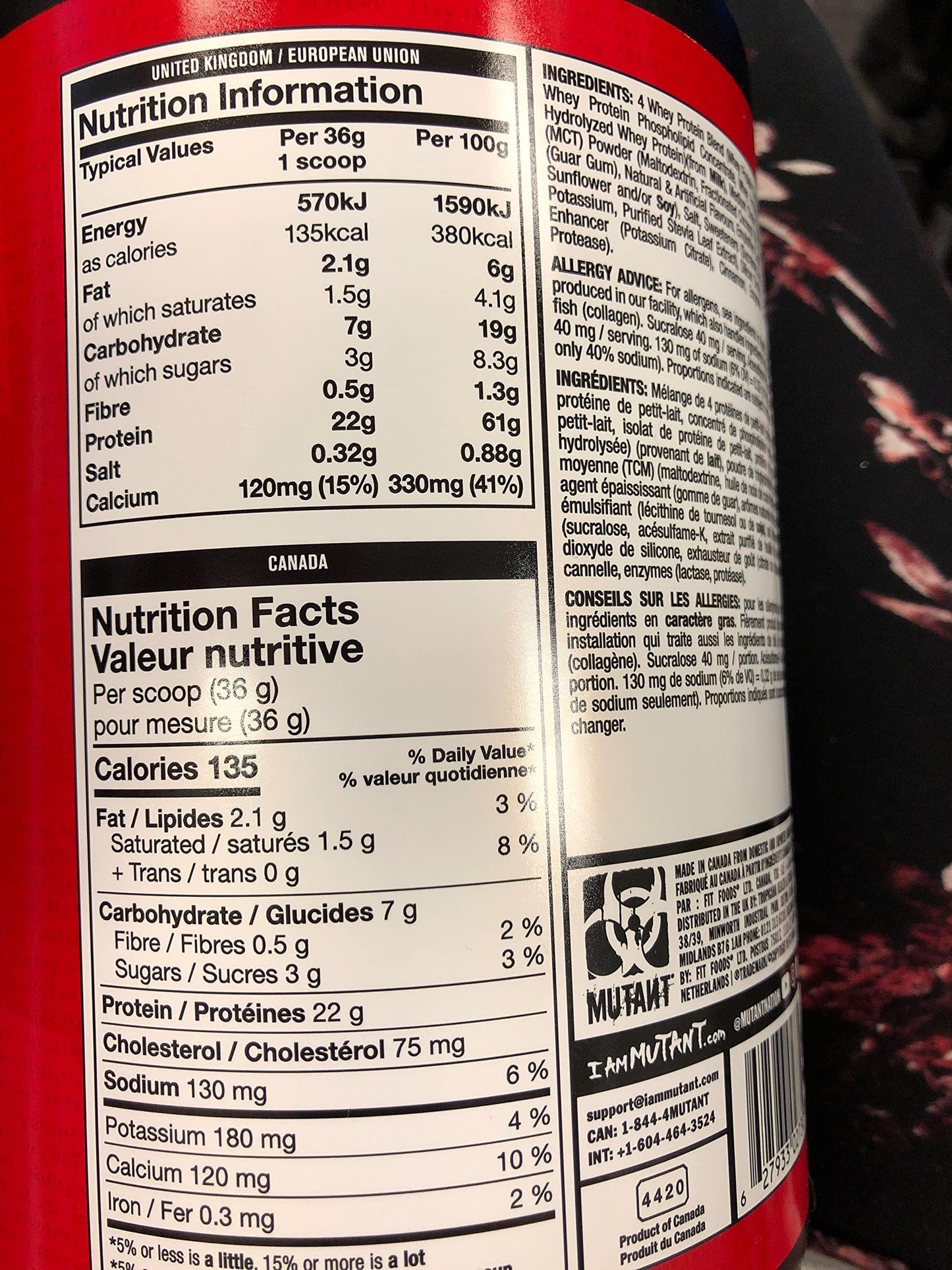 Mutant Whey – 100% Whey Protein Powder, Gourmet Taste, 22g of Protein, 10.4 g EAAs, 5 g BCAAs MutantBuy Supplements Australia