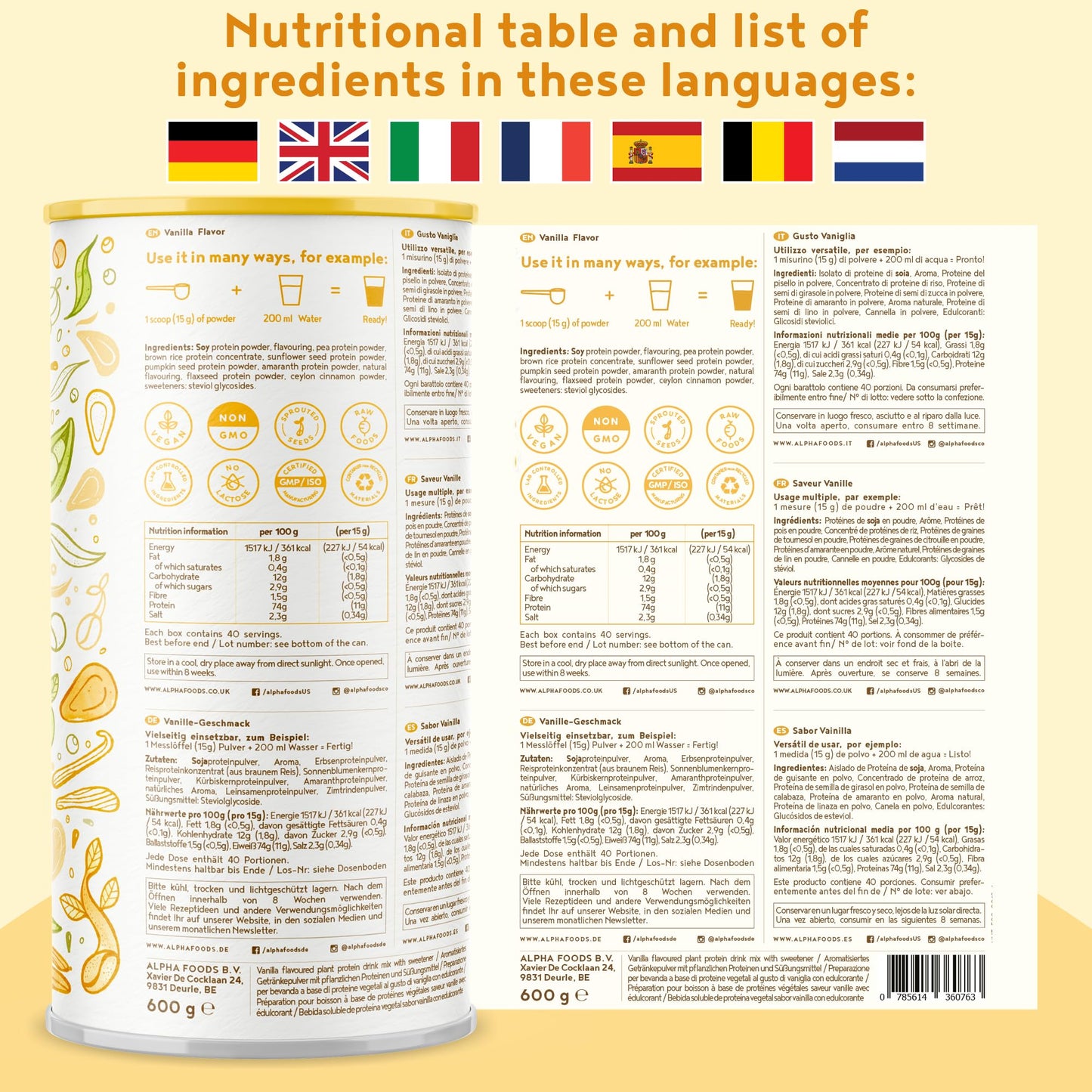 Vegan Protein Powder - Muscle Building Powder with Amino Acids - Plant Based Protein Shake Alpha FoodsBuy Supplements Australia