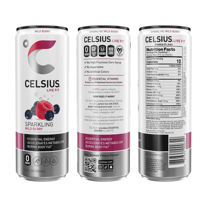 CELSIUS Sparkling Wild Berry, Functional Essential Energy Drink 12 Fl Oz (Pack of 12) CELSIUSBuy Supplements Australia