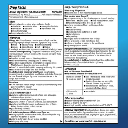 Amazon Basic Care Ibuprofen Tablets, 200 mg, Pain Reliever and Fever Reducer, For Headache, Muscular Aches, Arthritis, Backache, Menstrual Pain, 100 Count (Pack of 1) Amazon Basic Care buy supplements Au