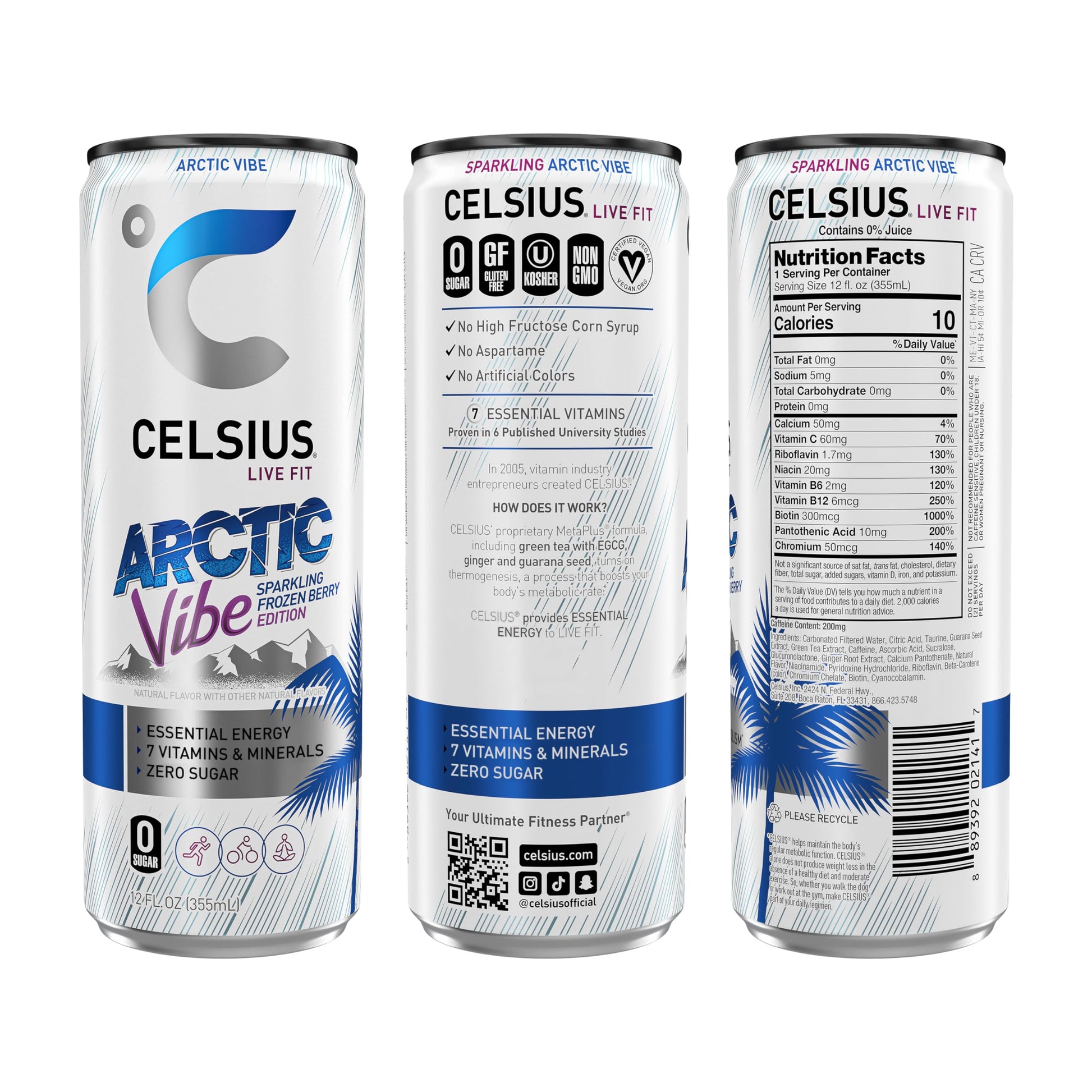 CELSIUS Arctic Vibe Sparkling Frozen Berry, Functional Essential Energy Drink, 12 Fl Oz CELSIUSBuy Supplements Australia