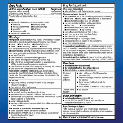 Amazon Basic Care Back and Muscle Pain, 220 mg Naproxen Sodium Tablets, 12-Hour Pain Relief, Headache, Arthritis, Menstrual Cramps, Fever Reducer, 90 Count Amazon Basic CareBuy Supplements Australia