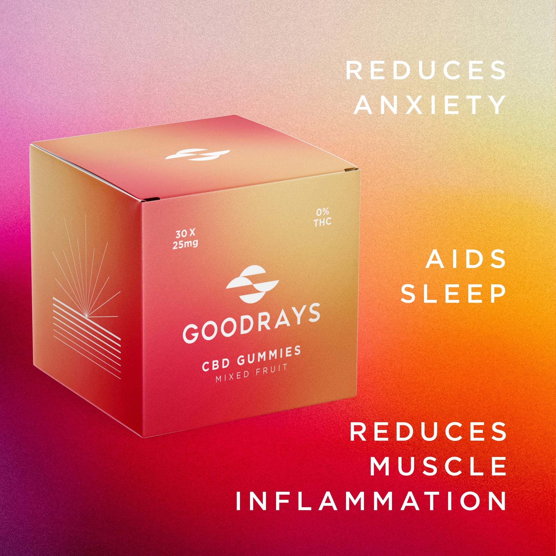 Goodrays - CBD Gummies - High Strength 30 x 25mg Mixed Fruits CBD Edibles GoodraysBuy Supplements Australia