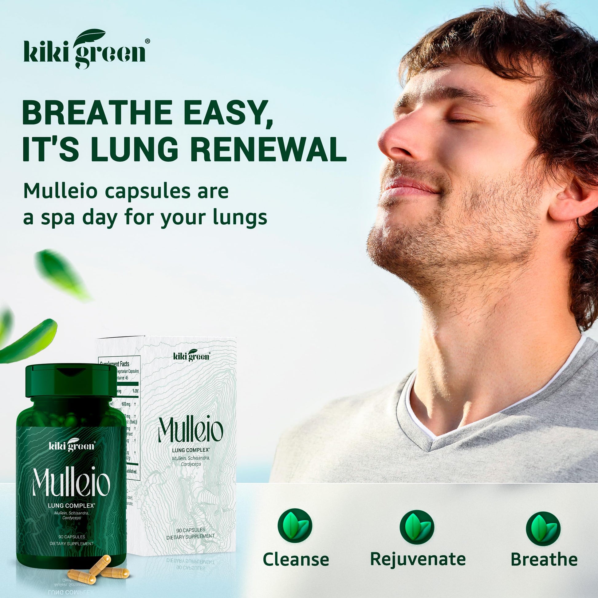 KIKI Green MULLEIO Lung Health Capsules: Herbal Supplement for Lung Cleanse, Better KIKI GreenBuy Supplements Australia