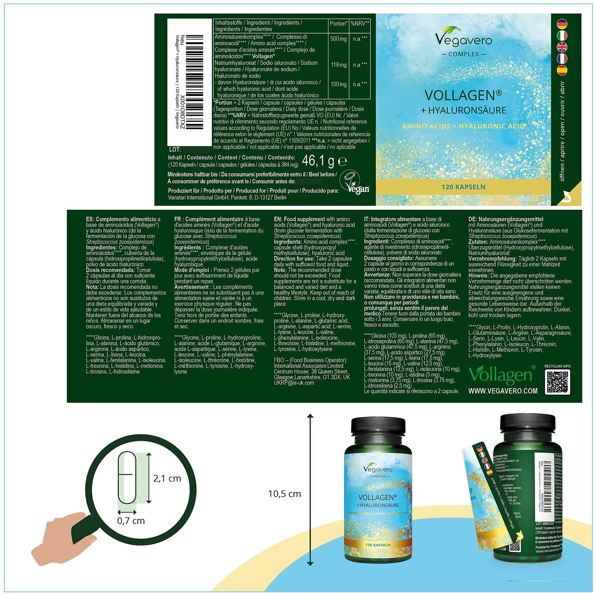 Vegavero Vegan Collagen Complex + Hyaluronic Acid | NO Additives | Vegan Collagen Powder Vollagen® VegaveroBuy Supplements Australia