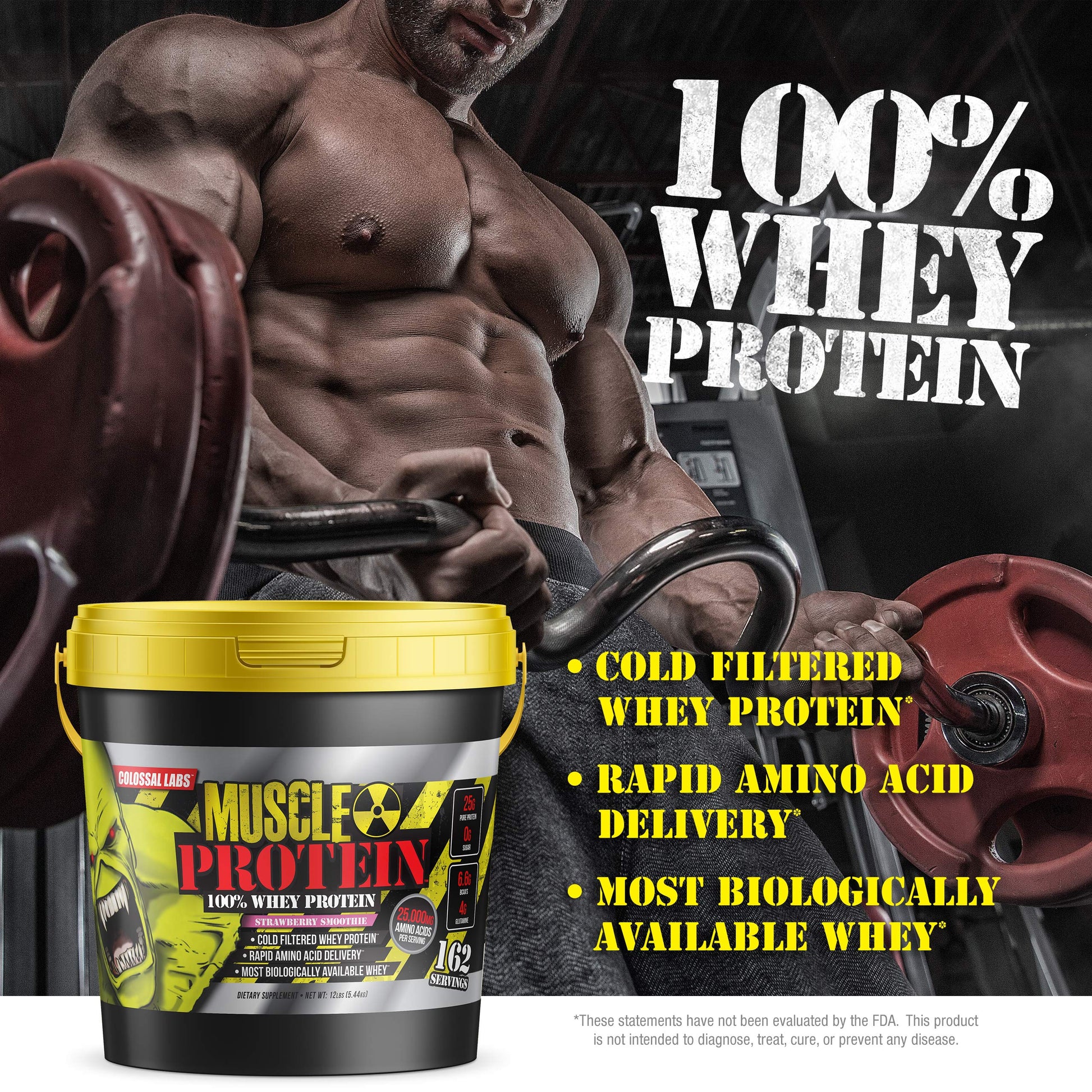 COLOSSAL LABS Muscle Protein Whey Powder [12 lbs/Pack of 1]-Strawberry Protein COLOSSAL LABSBuy Supplements Australia
