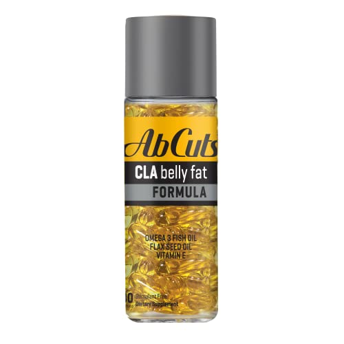 Ab Cuts CLA Belly Fat Formula - 80 Easy-to-Swallow Softgels - Omega 3 Fish Oil, Flaxseed - NutriGlobal