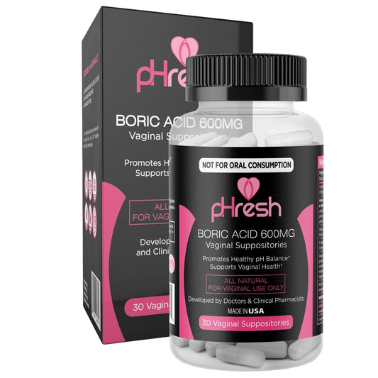 ACE NUTRITION pHresh Boric Acid Suppositories for Women, Suppositories for Odor Use, Natural Feminine Care Supports Vaginal Health & Promotes Healthy pH Balance - Made in USA - NutriGlobal