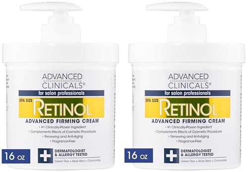 Advanced Clinicals Retinol Cream. Value Set- Two spa size 16oz bottles with pump - NutriGlobal