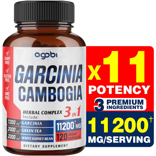 agobi 3in1 Garcinia Cambogia Extract Capsules - 11200mg Herbal Supplement for Body Health - NutriGlobal
