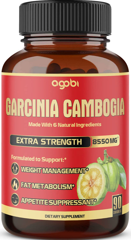 agobi Pure Garcinia Cambogia Capsules 8550mg - 6in1 with Green Tea, Arjuna, Garlic Bulb - NutriGlobal