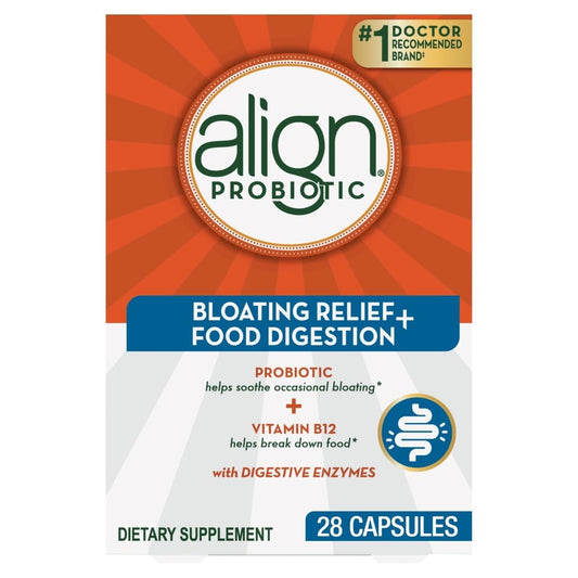 Align Probiotic Bloating Relief + Food Digestion, Probiotics, 28 Capsules - NutriGlobal