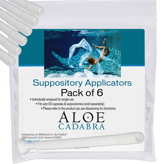 Aloe Cadabra Disposable Vaginal Suppository Applicators – Drug-Free, Hormone-Free, Individually Wrapped, Fits Most Brands- for Boric Acid Suppositories, Tablets-Capsules, Size 00 (6Pack) - NutriGlobal