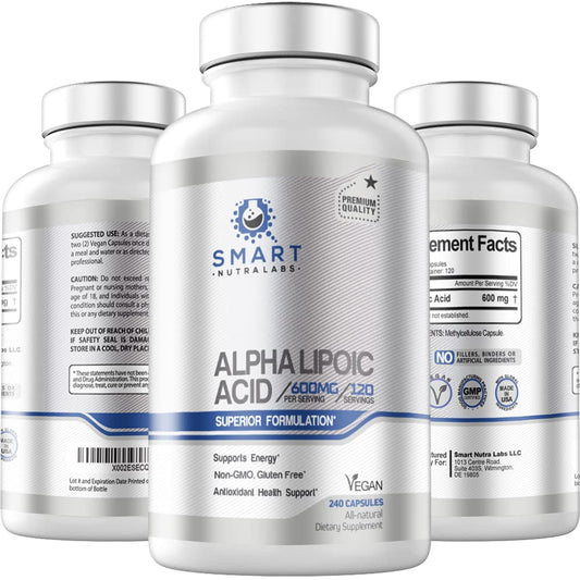 Alpha Lipoic Acid 600mg Per Serving, 240 Vegan Capsules- Gluten Free - NutriGlobal