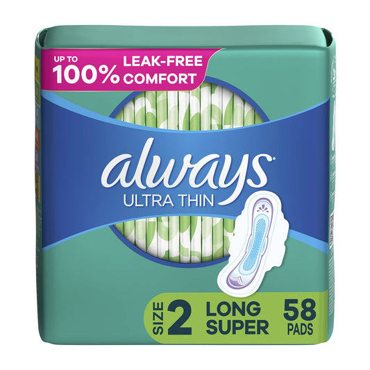 Always Ultra Thin Feminine Pads For Women, Size 2 Long Super Absorbenc - NutriGlobal