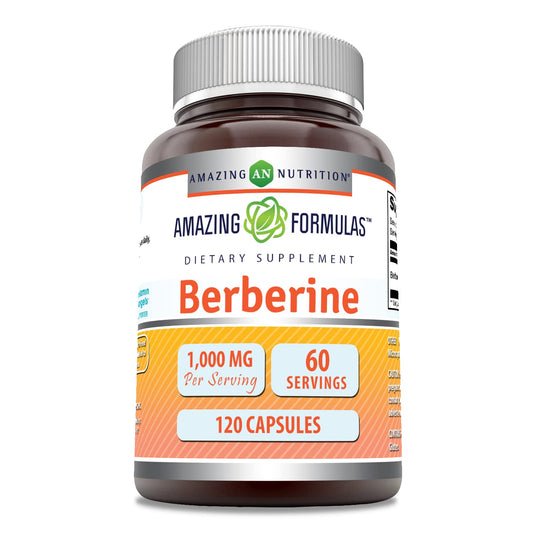Amazing Formulas Berberine 1000mg Per Serving 120 Capsules Supplement | Non GMO - NutriGlobal