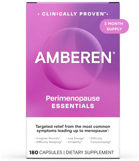 Amberen Perimenopause, Peri-Menopause Multi-Symptom Relief, Vitamin B, Vitamin E & Antioxidants Supplement, Helps Support Hormone Balance, Hot Flashes & Night Sweats, Supplements for Women, 180 Count - NutriGlobal