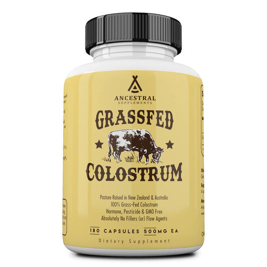 Ancestral Supplements Grass Fed Beef Colostrum Supplement, 3000 mg, 180 Capsules - NutriGlobal