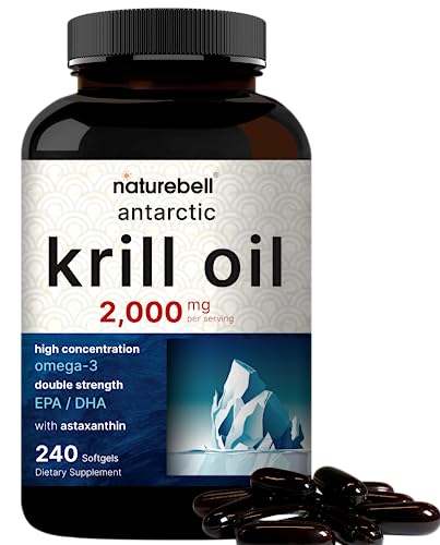 Antarctic Krill Oil 2000mg Supplement, 240 Softgels, 3X Strength Natural Source of Omega - NutriGlobal