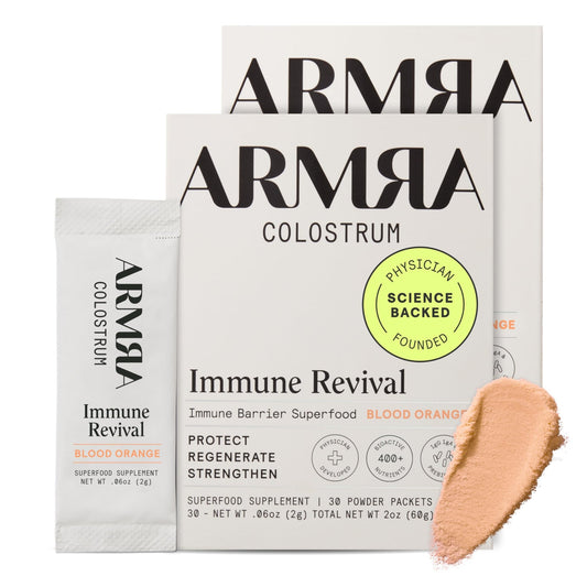 ARMRA Colostrum Powder | Blood Orange | Gut Health & Bloating | Skin & Hair | Immunity | Keto, Gluten & Fat-Free | 60 Servings - NutriGlobal