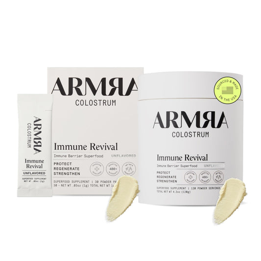 ARMRA Colostrum™ Premium Powder, Grass Fed, Gut Health Bloating Immunity Skin & Hair, Contains 400+ Bioactive Nutrients, Keto, Gluten & Fat Free (Unflavored Bundle | 150 Servings) - NutriGlobal
