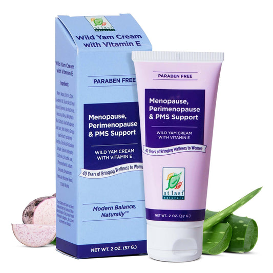 At Last Naturals Wild Yam Cream Hormone Balance for Women Menopause PMS Relief with Vitamin E Helps Smooth Dry Skin Reduce Hot Flashes and Promotes Well Being (2 oz 1 Packs) - NutriGlobal