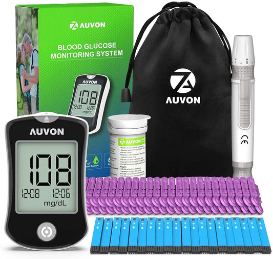 AUVON Blood Glucose Monitor Kit, High Accuracy Blood Sugar Test Kit - NutriGlobal
