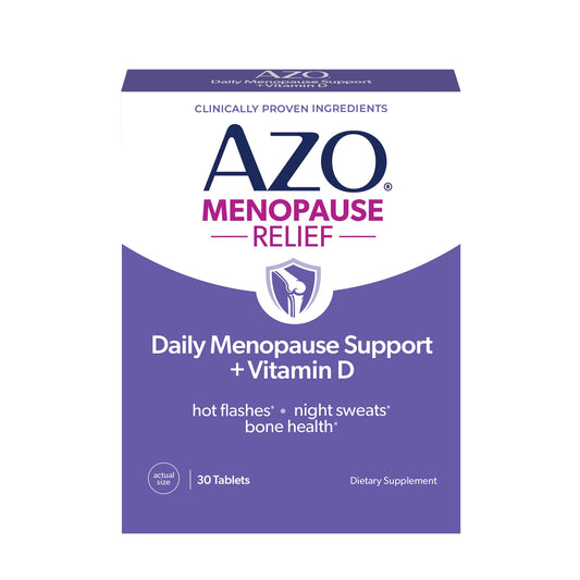 AZO® Daily Menopause Relief + Vitamin D to Support Strong Bones, Menopause Supplements for Women, Reduces Hot Flashes and Night Sweats* - 30 Count - NutriGlobal