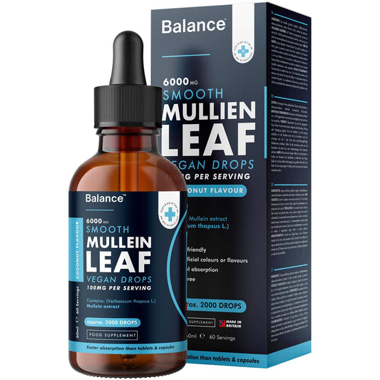 Balance Mullein Leaf Liquid Drops - 60ml for 2 Month Supply - High Strength - Vegan - NutriGlobal