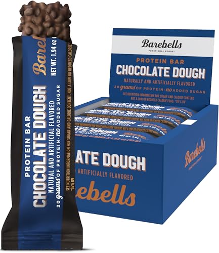 Barebells Protein Bars Chocolate Dough with 1g of Total Sugars - 12 Count, 1.9oz Bars - NutriGlobal