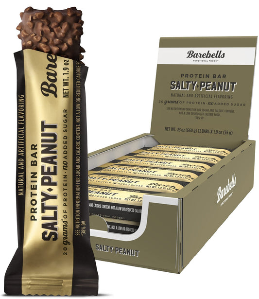 Barebells Salty Peanut Protein Bars, 12 Count - 20g Protein, 1g Sugar Snack Bars - NutriGlobal