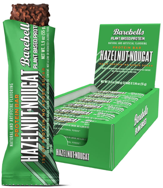 Barebells Vegan Protein Bars Hazelnut & Nougat - 12 Count, 1.9oz Bars - Features Plant - NutriGlobal