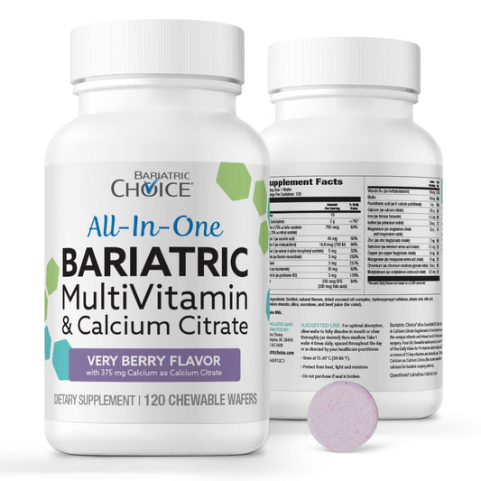 Bariatric Choice All-in-One Chewable Bariatric MultiVitamin with Iron & Calcium Citrate, Very Berry (120ct) - NutriGlobal