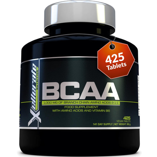 BCAA 1000mg - 425 Vegan Tablets - 3000mg Daily Serving - 141 Day Supply - 2:1:1 BCAAs - NutriGlobal
