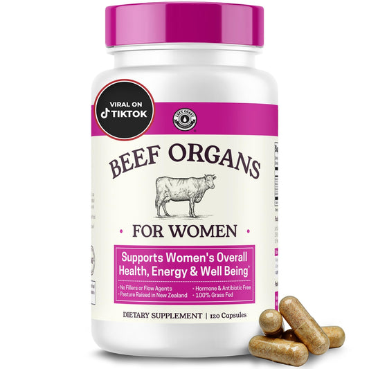 Beef Organ Supplement for Women - Beef Liver, Kidney, Heart and Uterus Tissue, Supports Women's Overall Energy and Health - Pasture Raised in New Zealand - NutriGlobal