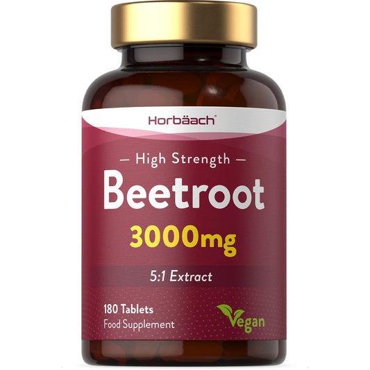 Beetroot Tablets 3000mg | 180 Count | High Strength 5:1 Extract Supplement | Nitric Oxide - NutriGlobal