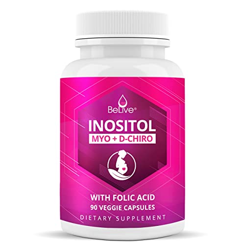 BeLive Myo-Inositol & D-Chiro Inositol Capsules - 90Ct I Inositol Supplement with Folic - NutriGlobal