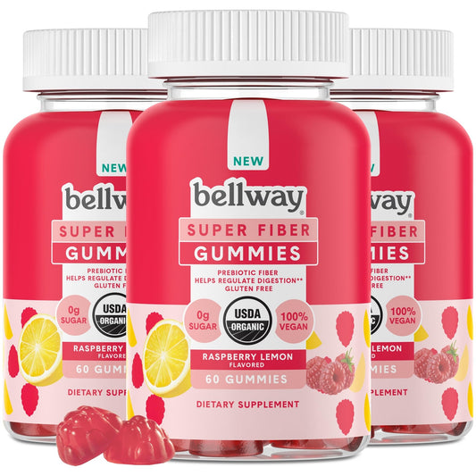 Bellway Super Fiber Gummies for Adults (3 Pack) - Sugar Free Organic Fiber Supplement - NutriGlobal