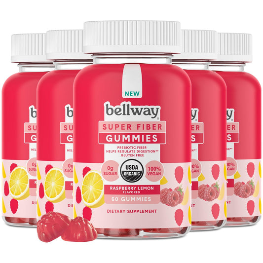 Bellway Super Fiber Gummies for Adults (5 Pack) - Sugar Free Organic Fiber Supplement - NutriGlobal