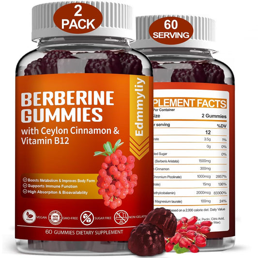 Berberine Gummies 1600mg with Ceylon Cinnamon Sugar Free High Potency Berberine - NutriGlobal